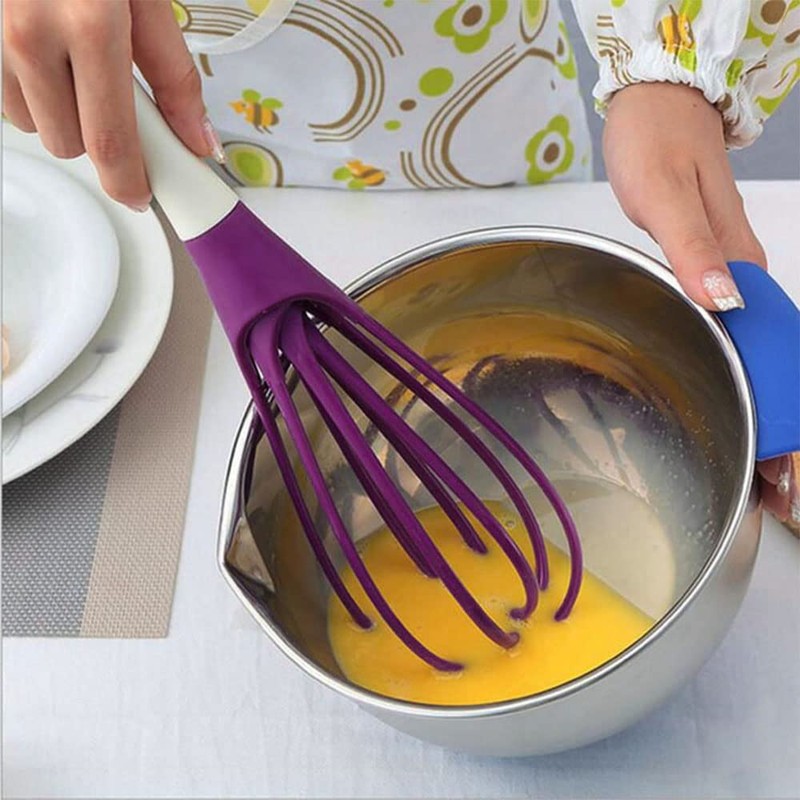 Whisk 29cm Flat Plastic Thick Wire Egg Frother Non-Stick Cookware