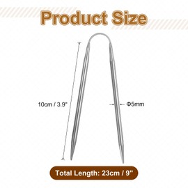 uxcell 3Pcs Size US 8 (5mm) Double-Pointed Flexible Knitting Needles 9 Inch(23cm) Stainless Steel Needle for Handmade Projects DIY Knitting