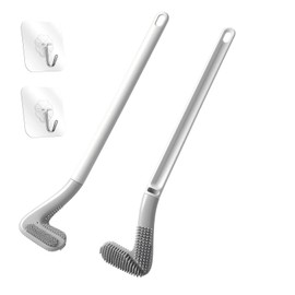Homgaty 2 Pack Golf Toilet Brush, Long Handle Golf Brush Head Toilet Brush, Flexible Bendable Silicone Golf Toilet Bowl Cleaner Brush, Toilet Brushes for Bathroom 360 No Dead Ends Wall Mounted