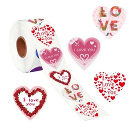 500 ps 1.5 Inch Love Heart Stickers Valentines Day Red Heart Stickers for Envelopes I Love You Stickers Labels for Scrapbooking, Anniversary Wedding Party Women Mother's Day Party Gifts （4 Designs）