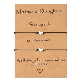 EXEINCITE Mother Daughter Bracelets for 2, Mother Daughter Gift Mom and Daughter Heart Matching Bracelets Jewelry Mothers Day Valentines Gifts for Mom Daughter Birthday Women Present