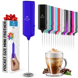 Mini & Mighty Milk Frother Wand – Powerful Handheld Coffee Frother, Battery Operated Drink Mixer – Compact Pocket Size – Detachable Whisk for Latte, Cappuccino, Matcha, Hot Chocolate – Royal Blue