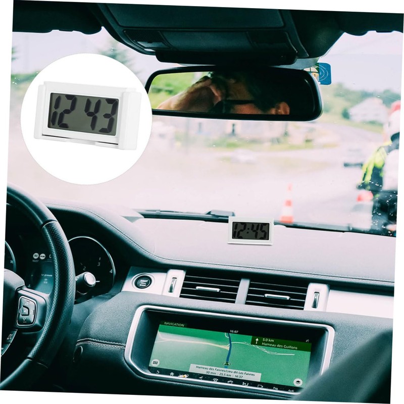 ULTECHNOVO 2pcs Mini Digital Car Clock White Dashboard Clock Student's