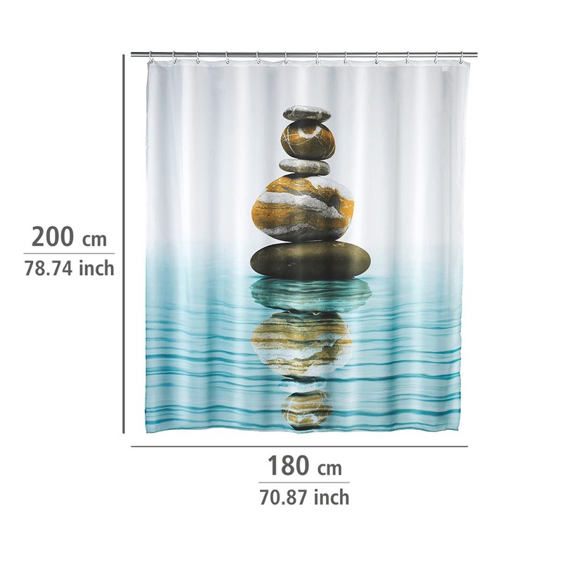 Wenko 20961100 Shower curtain Meditation highquality textile fabric, washable, Plastic