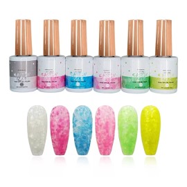 Obp Gama De 6 Pzs Gel Semipermanente Esmalte Con Glitter Neon