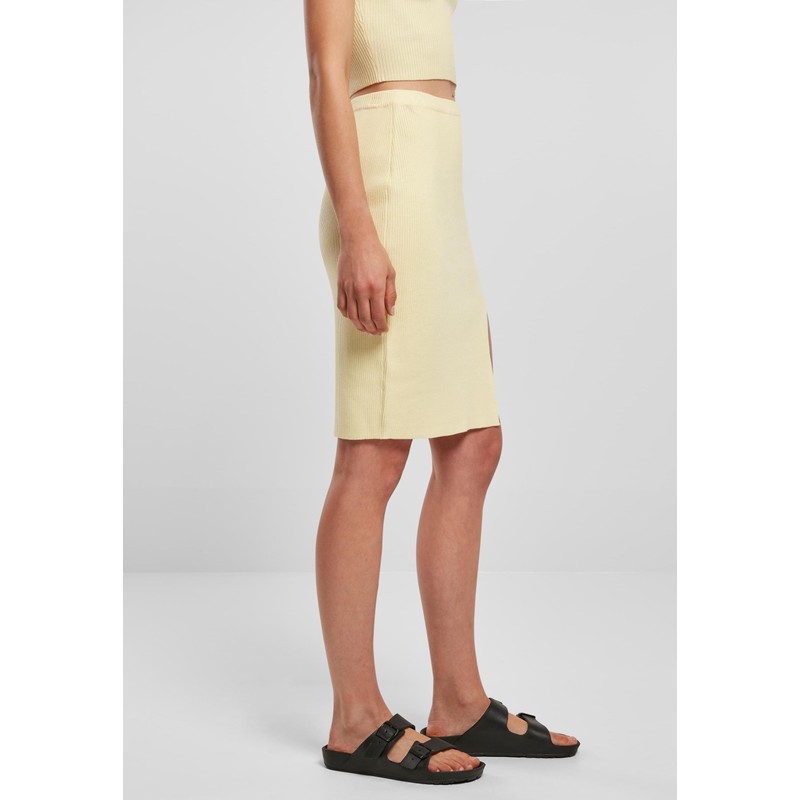 Urban Classics Women's Rib Knit Skirt, Soft yellow