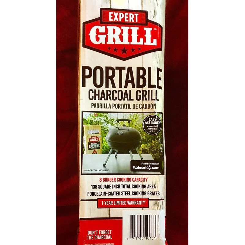 Expert Grill Porcelain Coated portable charcoal grill 18.1”x 14.5” w
