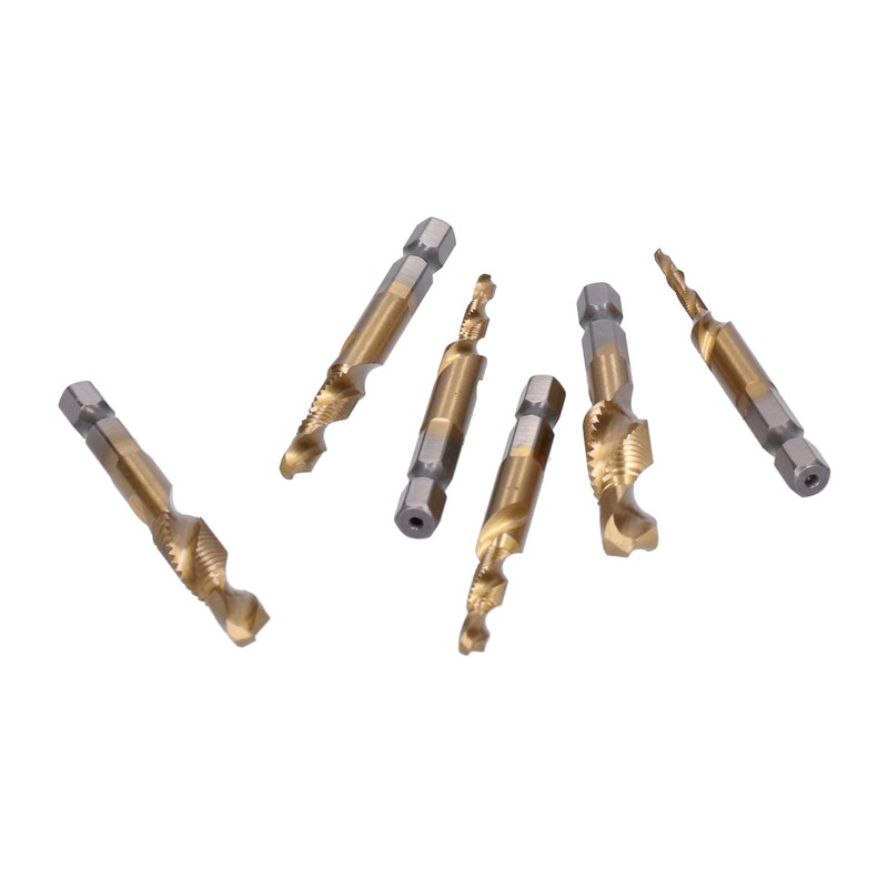 6Pcs Hex Shank Drill High Speed Steel Tap Chamfer Spiral