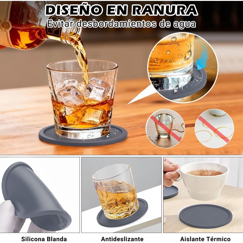INGEQUIS 12 Piezas Posavasos de Silicona para Mesa, Portavasos Antideslizantes