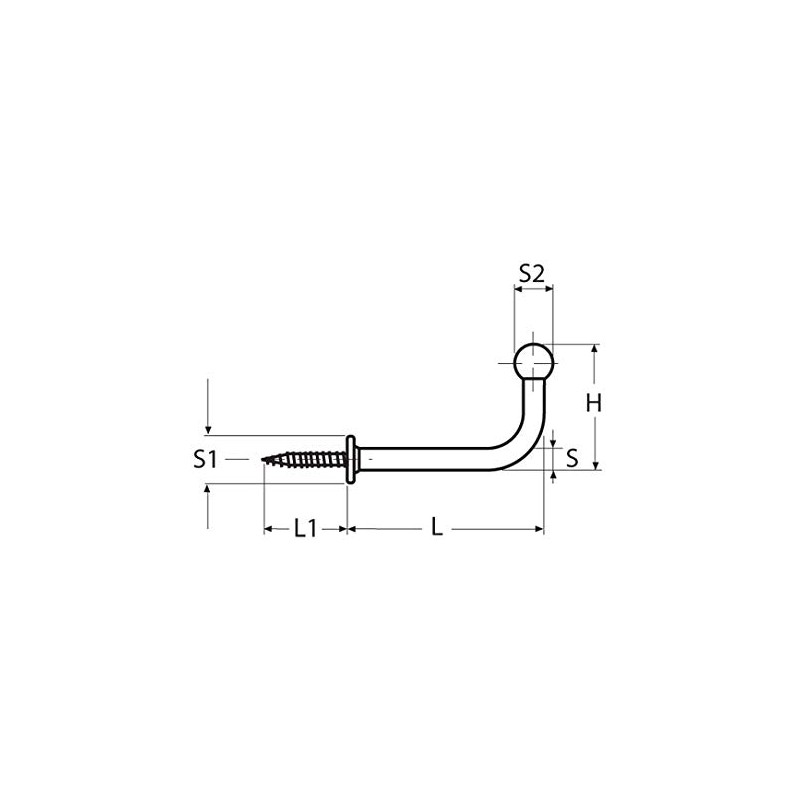 Yacht Steel Stainless Steel Screw Hook with Beffe, 37 mm,