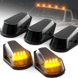 5Pcs Cab Roof Marker Lights Amber 16 LED Top Clearance Marker Light Kits Compatible with F150 F250 F350 1980-1997 Super Duty Pickup Trucks 12V Signal Running Light with Smoked Cover