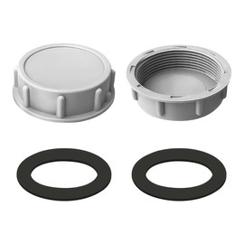 2 Pack 54mm Plastic Pipe End Caps - Grey Female Threaded Blanking Plugs for Kitchen/Bath/Laundry Waste Pipes, Leak-Proof Drain Seal