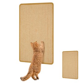 Cat Scratcher Mat, 40 * 60cm Natural Sisal Cat Scratch Mats, Horizontal Cat Floor Scratching Pad Rug with Sticky Velcro Tapes, Protect Couch and Carpets