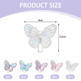 TRKETK 15 Stück Schmetterling Haarspange Klein Rutschfeste Mini Haarspangen Mehrfarbig Süße Schmetterling Haarschmuck Transparenter Haarschmuck für Madame Dickes und Dünnes Haar