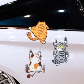 Scratch Cat Vinyl Car Sticker, Three Cats Scratch Cover, Vinyl Sticker for Car, Scratch Cat, Vinyl Car Sticker, Funny Bumper Sticker for Car, Truck, Motorcycle, Wall, Window