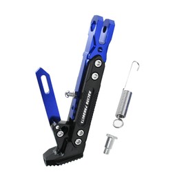 Motorcycle CNC Kickstand Adjust Tripod Holder Universal Aluminum Motor Scooter Modified Foot Side Stand Motorcycle Accessories (Blue)
