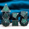 ARUOHHA Metal DND Dice Black Green Dragons Dice Set with