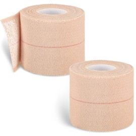 Nuanchu 2 Rolls Adhesive Elastic Tape Bandage Tape Wrap Flexible Stretch Bandages for Sports Ankle, Knee and Wrist Sprains(Beige,2 Inch Wide)