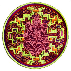 ImZauberwald Ganesha Ayahuasca Patch ~7inch Handmade DMT Shipibo Conibo UV Art