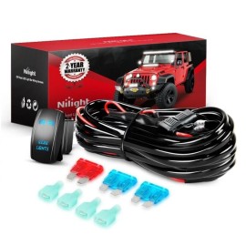 Nilight 12ft LED Light Bar Wiring Harness Kit 12V Fuse Relay ON/OFF 5Pin Rocker Switch