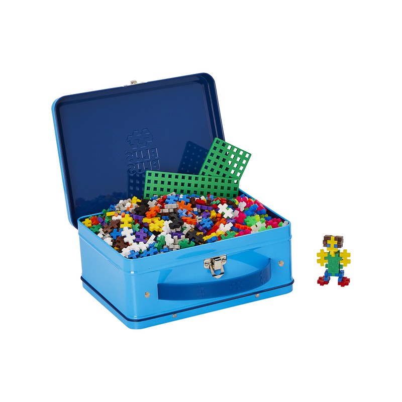 Plus-Plus 9607002 Geniales Konstruktionsspielzeug, Basic, Bausteine-Set in praktischer Metall-Box mit