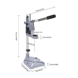 60mm Modern Bench Drill Press Stand, Workbench Repair Clamp Tool Hand-held Aluminum Desktop Drilling Machine Adjustable Height for Collar Diameter of 1.4-1.6in(Single Mounting Hole;With Clamp)