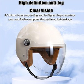 Retro 3/4 Motorcycle Half Helmets,DOT Approved Vintage Scooter Dirt-Bike Go-Kart Moped Electric Bicycle Light Quick Buckle Open Face ATV Helmet for Adult Men Women(Blue)