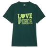 Victoria's Secret Pink Campus Tee Shirt Deep Forest Green Lime
