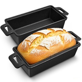 Bachdomc Cast Iron Loaf Pan With Lid, 9×5 in – 2‑in‑1 Heavy‑Duty & Oven‑Safe Loaf Pan for Sourdough & Homemade Bread