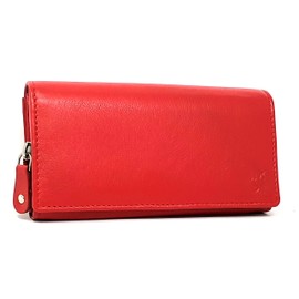 STARHIDE Ladies RFID Long Clutch Wallet Soft Genuine Leather Flap Over Women Purse Credit Cardholder, ID Money & Coin Organizer 5510 (Red)