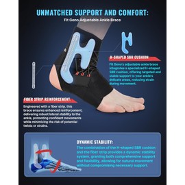 Fit Geno Ankle Brace for Sprained Ankles – Adjustable Ankle Stabilizer with Quick-Release Straps, Breathable Support for Men & Women – Reduces Swelling, Speeds Recovery (Right, XS/S)
