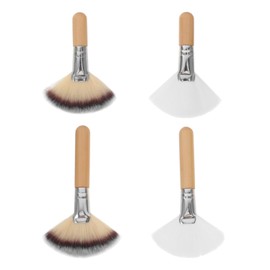 PACKOVE 4 Uds. Brocha De Maquillaje De Abanico Grande Brocha Cosmética Profesional Para Resaltar Brocha De Maquillaje Suave Brocha Facial Para Bronceador Pómulos Rubor En Polvo