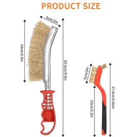 6 Piece Wire Brush, Wire Brush Set with Stainless Steel Brush, Brass Brush, Nylon Brush, Steel Brush, Metal Brush for Wood, Drill, Rust Remover, Metal, Cleaning Welding Slag (3 Large & 3 Small)