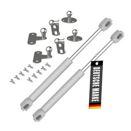 Bemacom 2 x Gas Spring Flap Fitting 150N White 150 kg Load Capacity Shock Absorber Gas Spring Damper Gas Pressure Damper Suitable for Furniture Flaps Doors Wheelie Bin Box