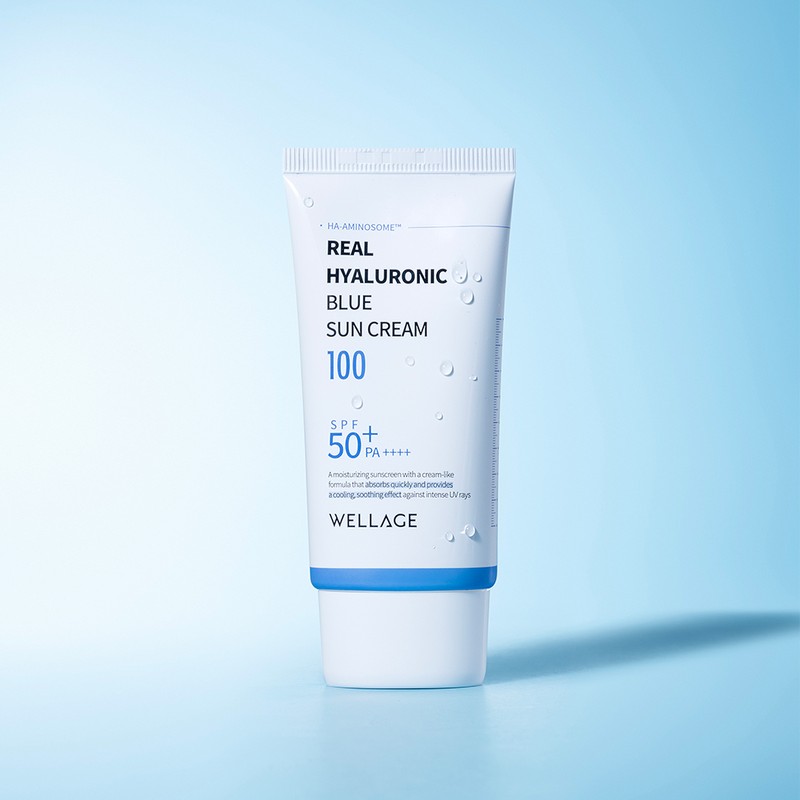 Wellage Real Hyaluronic Blue Sunscreen SPF50+ PA++++, 50ml, 1 piece