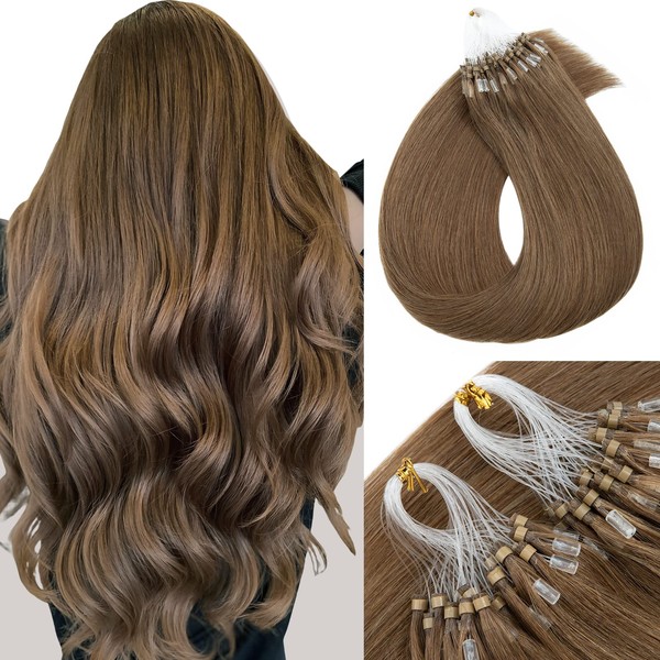 MY-LADY Microlink Hair Extensions Microbead Human Hair Extensions Light Brown