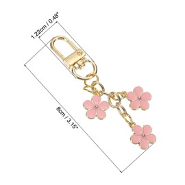 PATIKIL Flower Keychain Charm, Cute Enameled Keychain Floral Keyring Pendant with Snap Hook for Women Gifts Purse Handbag Bags Decor, Pink