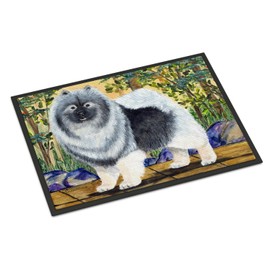 Caroline's Treasures SS8127MAT Keeshond Doormat 18x27 Front Door Mat Indoor Outdoor Rugs for Entryway, Non Slip Washable Low Pile, 18H X 27W