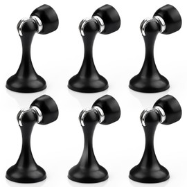 Probrico Black Magnetic Door Stoppers for Bottom of Door, Stainless Steel Magnet Door Catch Door Stops to Keep Door Open, Heavy Duty Door Holder, Wall and Floor Mounting, 6 Pack