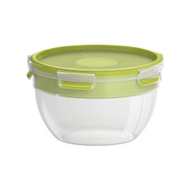 EMSA Clip & Go Food Round Salad Box 2.6 L + 2 Compartments Green Hermetic Storage Transport N1071300
