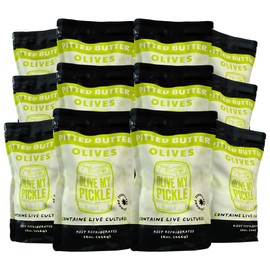 Olive My Pickle Green Olives Pitted Butter 192 oz | 12 Pack Bundle of Healthy Live Culture Castelvetrano Olives Pitted for Gut Health | Perfect Olive Snack Packs for Paleo Diets & More - 16oz per bag