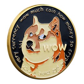 1Pcs Dogecoin Coin, Dogecoin Commemorative Coin Double-Sided Lacquered Plated, 3mm DOGE Cryptocurrency, Collectible Coin with Protective Case, Blockchain Cryptocurrency, Home and Office Decoration