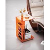 Clear Acrylic Side Table on Lockable Wheels, C Shaped End
