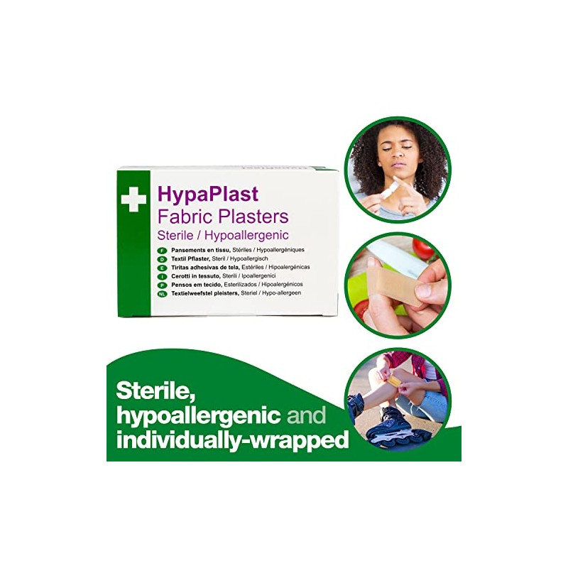 HypaPlast Large Fabric Plasters, 7.2x5cm (Pack of 100) Sterile Hypoallergenic