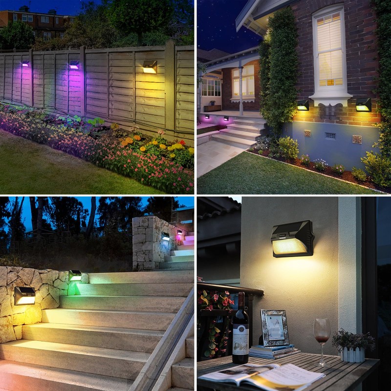intelamp Solar Fence Lights Outdoor, 6 Packs 9 Colors &