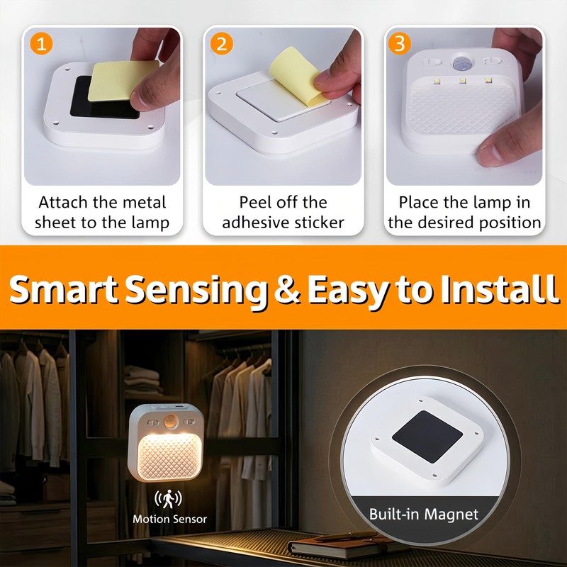 HESUSLA 2-Pack Motion Sensor Night Light, Rechargeable Wireless Magnetic LED