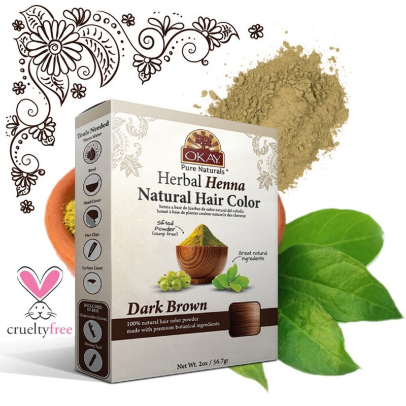 OKAY Pure Naturals Herbal Henna Dark Brown, 56.7 Grams, 0.06
