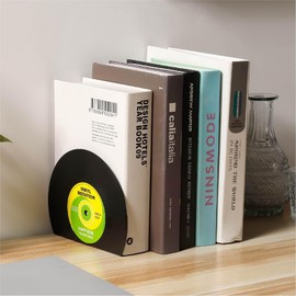 Modern Bookends for Shelves,Retro Vinyl Record Bookends - Vintage Music Decor Bookend Set, Unique Decorative Book Stopper for Home Office & Gifts for Music Lovers(Sunset)
