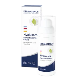 DERMASENCE Hyalusome Moisturising Cream - Hydrating Face Care with Anti-Ageing Effect for Low-Moisture Skin - Prevents Wrinkles - with Hyaluronic and Vitamin E - 50 ml
