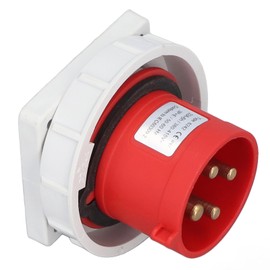 Waterproof Industrial Socket Nylon Brass 4 Pin Aviation Power Connector 3P+E AC 380415V 32A